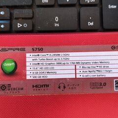 【値下げ】ノートパソコン Aspire AS5750 AS5750-F58D/LR [レッド]の画像