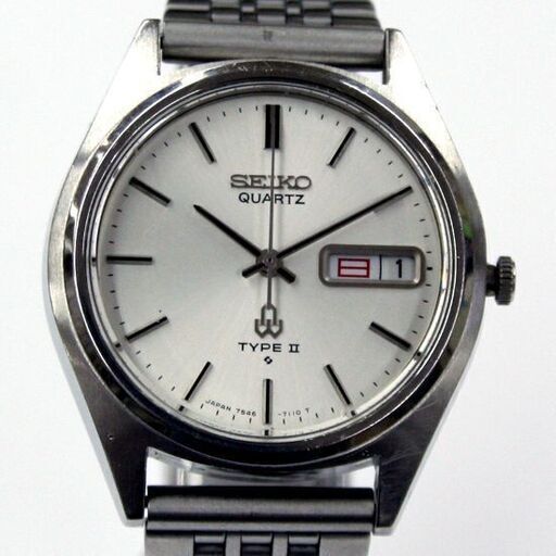 動作品 SEIKO TYPE2 メンズ 3針 デイデイト 7546-7100 シルバーダイヤル スクリューバック 諏訪工場 裏蓋贈答刻