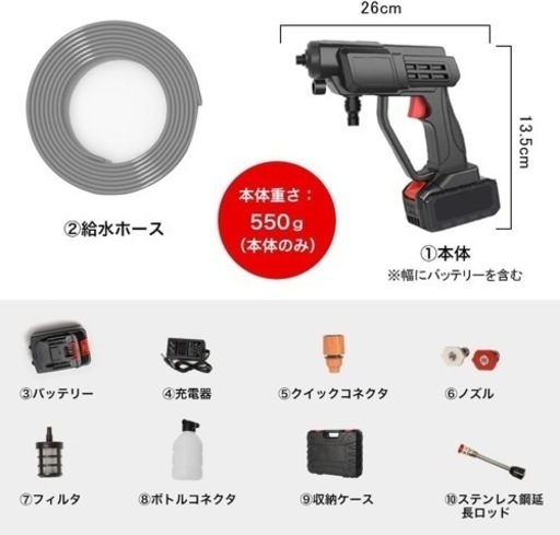 水圧洗浄　高圧洗浄機 コードレス 充電式  家庭用 洗車　車　初心者　玄関掃除
