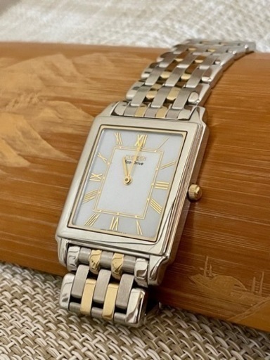 [希少:未使用保管:稼働]シチズン エコドライブ ステレット/CITIZEN Eco-Drive STILETTO/サファイアクリスタル/シェル文字盤/G820-7004300/バタフライバックル/レクタンギュラー/コンビカラー/極薄型/腕時計