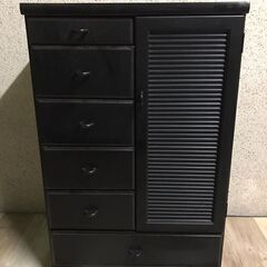 木製 6段 ミニチェスト 小物入れ 収納棚 黒 幅60cm×奥行...