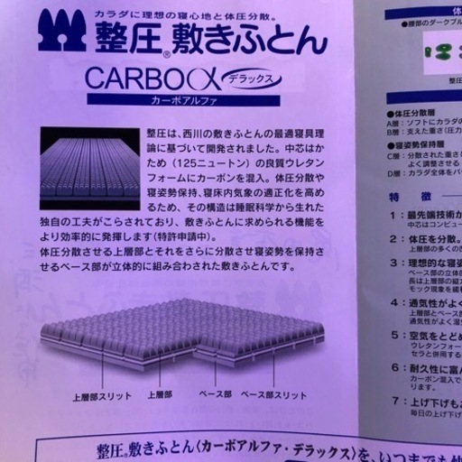 【取引中】西川整圧敷ふとん　カーボアルファデラックス　