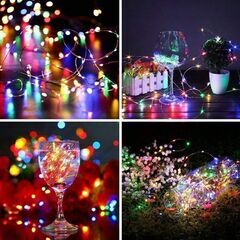 【新品】イルミネーションライト ソーラーライト 防水 100LED 12m 大型パネル 最大10時間点灯 8パターン点灯 の画像
