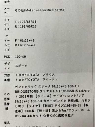 【取引中】15インチアルミホイール4本&ナット