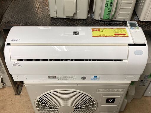 K04513　シャープ　2019年製　中古エアコン　主に6畳用　冷房能力　2.2KW ／ 暖房能力　2.5KW