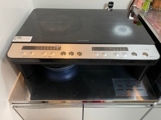アイリスオーヤマ 2口 IHクッキングヒーター 工事不要 1400W 100V 脚付き ブラック IHK-W12SP-B