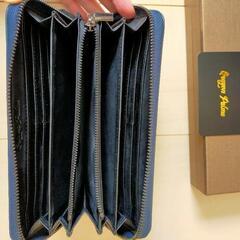 カーボンレザー長財布 ネイビーの画像
