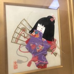 ○【0円あげます！】絵 壁掛け 人形 和室 インテリア 処分品(NF230910)Zi-1161の画像