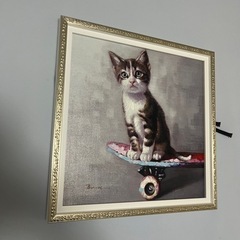 子猫 スケートボード オイルペイントアート