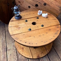 ⑨★サイドテーブル・キャンプ等★電線ドラム・ケーブルドラム・木製ドラムの画像