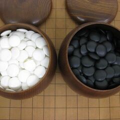 脚付き 囲碁盤 桂 42.5cm×45.5cm×高さ21.5cm 厚さ8cm ＆ 碁石 白170個 黒170個 セット の画像