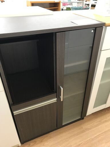★ジモティ割あり★  レンジ台 ダークブラウン H88×W60×D40 クリーニング済み KJ2809
