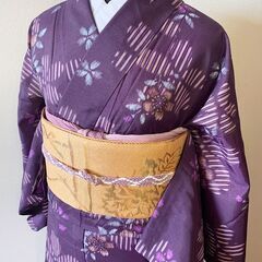 ♡定価8万！桜と市松模様の単衣お襦袢♡ セール】仕立て付き 正絹 振袖 f-008-t 黒 ブラック 桜 紅葉