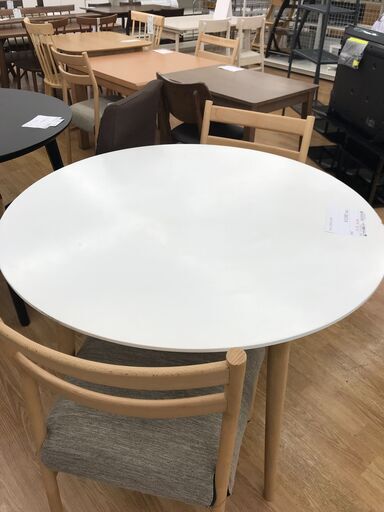 ★ジモティ割あり★  ダイニングセット　2人用 ホワイト×ナチュラル H76×W100×D クリーニング済み KJ2811
