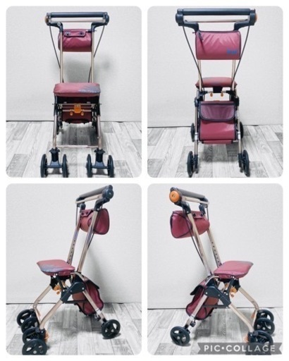 テイコブ コンパクトタイプ シルバーカー ナノンDX ワインレッド 収納袋付き