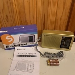 未使用 AM/FM デスクラジオ 防災 ポータブル 