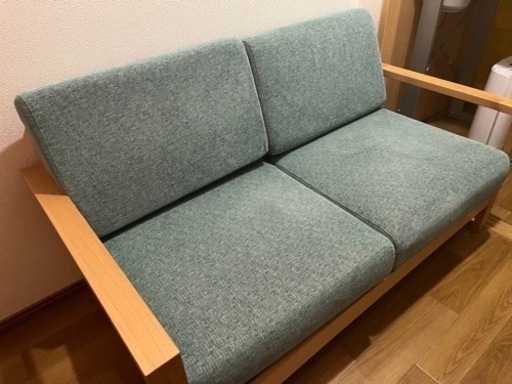 洗えるソファ　2人掛け　水色