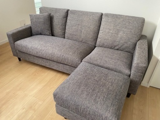 ニトリ！布張りカウチソファ　Nポケット　三人掛けソファ　オットマン付き