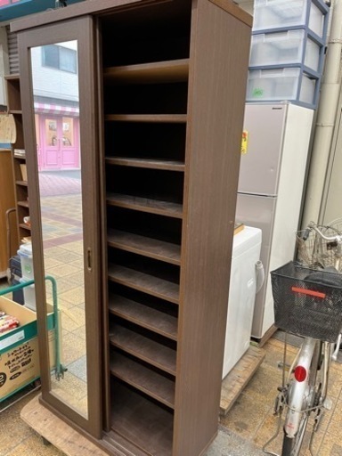 大阪市発引取対応　スライド扉シューズボックス　下駄箱　姿見　幅85