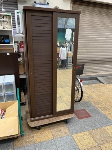 大阪市発引取対応　スライド扉シューズボックス　下駄箱　姿見　幅85
