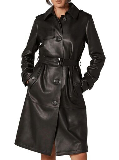 羊革・シャツ襟付きレザートレンチコート Sheep Leather Trench Coat W Shirt Collar25990