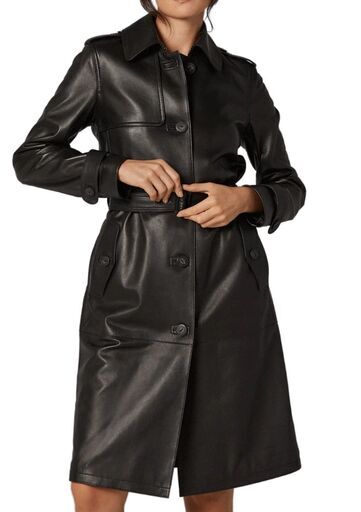 羊革・シャツ襟付きレザートレンチコート Sheep Leather Trench Coat W Shirt Collar25990