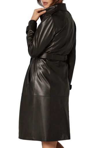 羊革・シャツ襟付きレザートレンチコート Sheep Leather Trench Coat W Shirt Collar25990