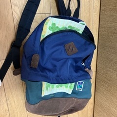 MEI リュック　シンプル　紺×緑の画像