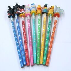 未使用保管品 東京ディズニーランド キャラクター付き鉛筆 9本セット ミッキー ミニー ドナルド ディジー グーフィー プルート ダンボ プー 札幌市 清田区 平岡の画像