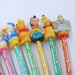 未使用保管品 東京ディズニーランド キャラクター付き鉛筆 9本セット ミッキー ミニー ドナルド ディジー グーフィー プルート ダンボ プー 札幌市 清田区 平岡の画像