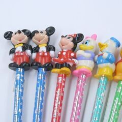 未使用保管品 東京ディズニーランド キャラクター付き鉛筆 9本セット ミッキー ミニー ドナルド ディジー グーフィー プルート ダンボ プー 札幌市 清田区 平岡の画像