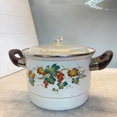 ホーロー鍋☆94718φ20花柄　未使用 蒸し器