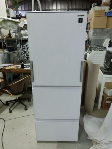 2023年製 【美品】 シャープ SHARP 冷凍冷蔵庫 SJ-GW35J-W ホワイト 左右開き 3ドア 350L 自動製氷 プラズマクラスター