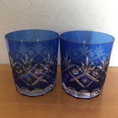 新品☆切子・ルリ切子・江戸切子・ペアグラス・ロックグラス・瑠璃色...