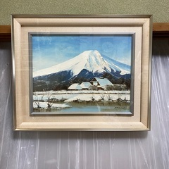 忍野富士　古屋茂男　油彩　白富士　富士山　冠雪の富嶽　原風景　証明書付 C-1