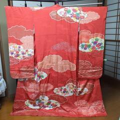 アンティーク　正絹　振袖　金駒刺繍　綸子　梅花紋様　袴　舞台　お稽古