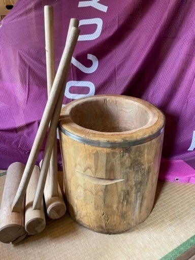 杵と臼のセット  セットでお願いします。おまつり、イベント、餅つき大会にどうぞ