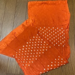 【美品】帯揚げ(オレンジに白のドット)