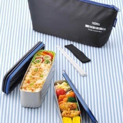 サーモス (THERMOS) 弁当箱 上容器/300ml・下容器/515ml フレッシュランチボックス 2段式 ブラック 815mlの画像