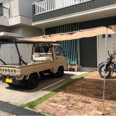 20日まで【軽キャン】サンバーks4 ルーフラック　カーサイドタープ付きの画像