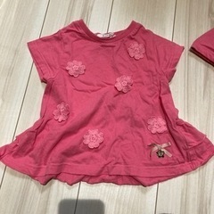 ピンク花付きシャツ