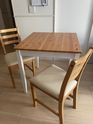 【引越しの為、9月限定】IKEA LERHAMN(レールハムン)  テーブル\u0026チェア×2