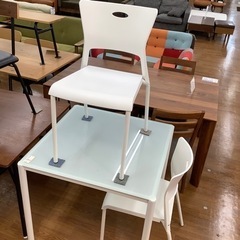 ガラストップダイニング3点セット【トレファク 川越店】