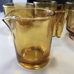あげます▼【SOGAガラス製　飴色　ティーカップ5客　灰皿　ミルクポット　未使用】（NF230913）Zi-1171の画像