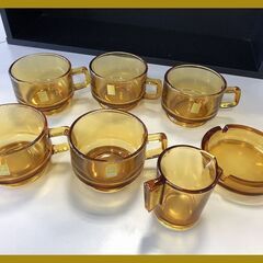 あげます▼【SOGAガラス製　飴色　ティーカップ5客　灰皿　ミル...