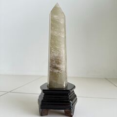 【式神】天然シトリンポイン木製台座付き[fjr2Sr]21cm　...