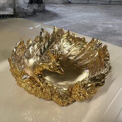 孔雀デザインミニトレー　小物入れ　アクセサリートレー　ゴールド