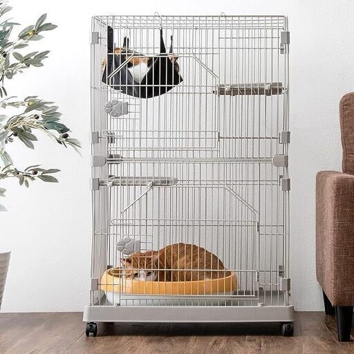 猫さん受け入れセット一式（ケージ・給水器・餌入れ・子猫用トイレ・ハンモック・爪研ぎ）