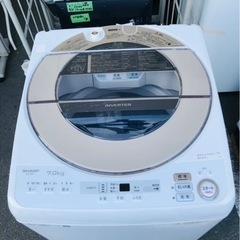 福岡市内配送無料　7.0kg 送風乾燥 全自動洗濯機 シャープ ES-SH7C-N 2018年製造 インバーター ゴールド系