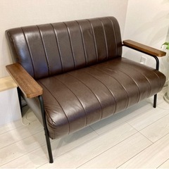 ニトリ傷・汚れに強い合成皮革 2人用ソファ(Nシールド ステイン2KD DBR)の画像